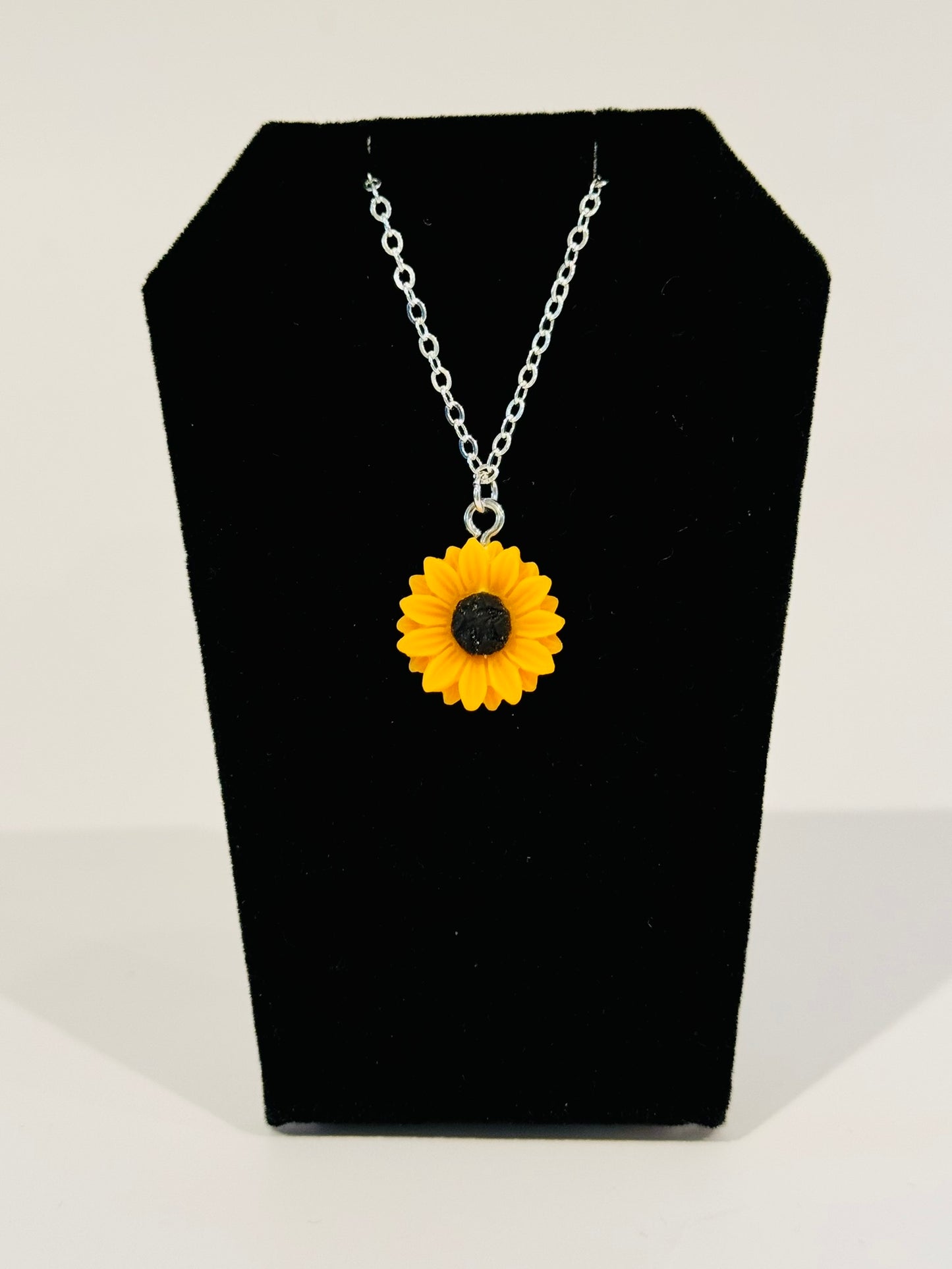 Resin Sunflower Charm Necklace