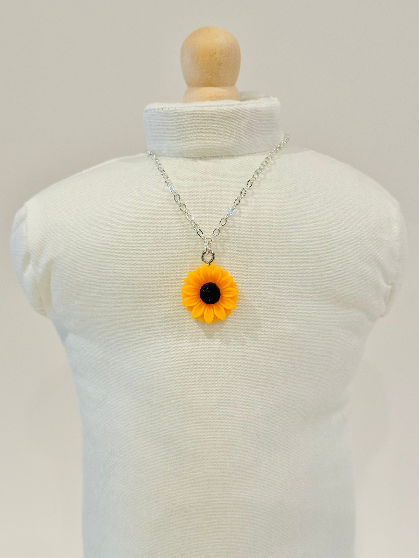 Resin Sunflower Charm Necklace