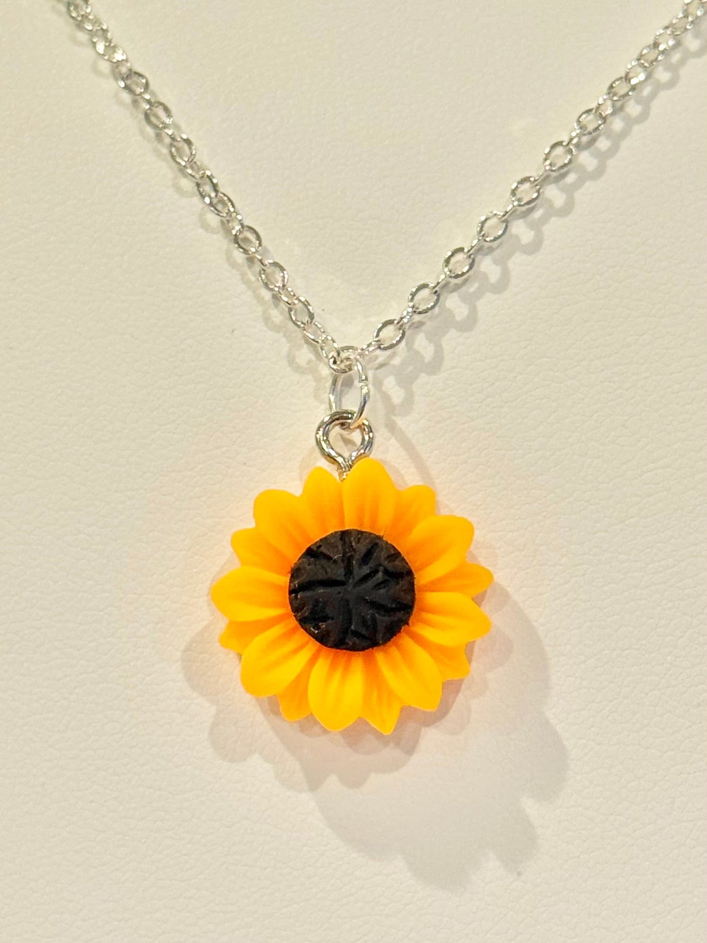 Resin Sunflower Charm Necklace