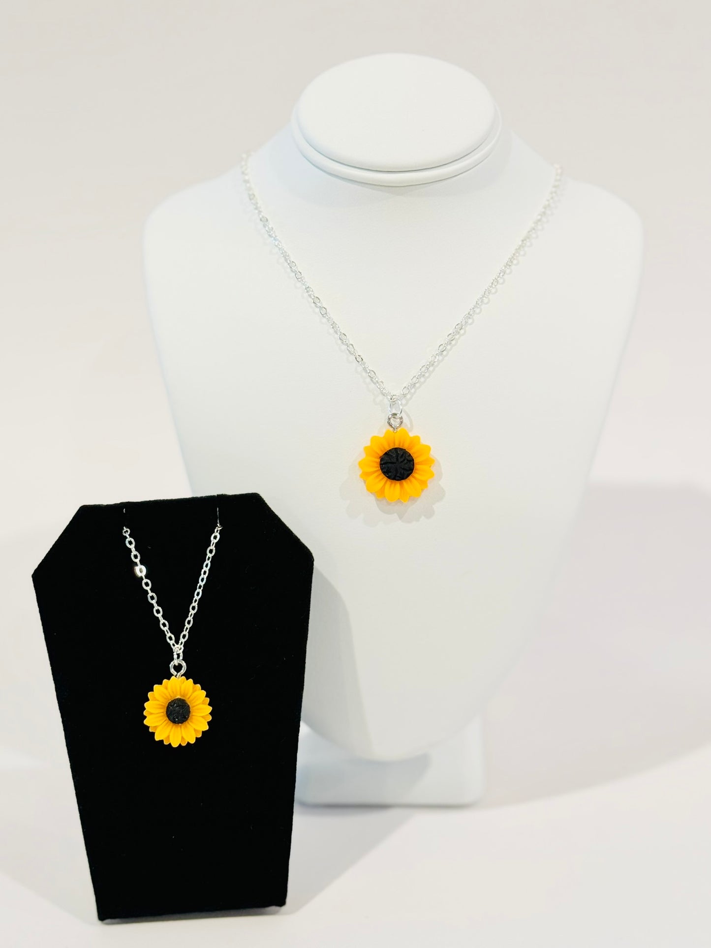 Resin Sunflower Charm Necklace