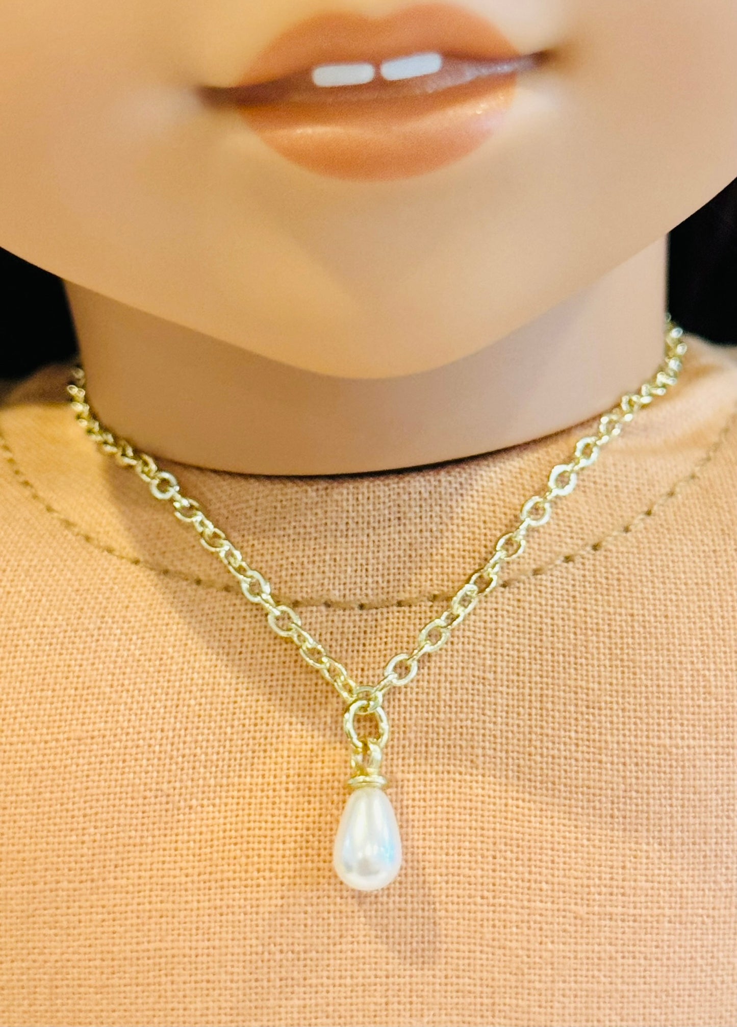 Single White Pearl Charm Necklace