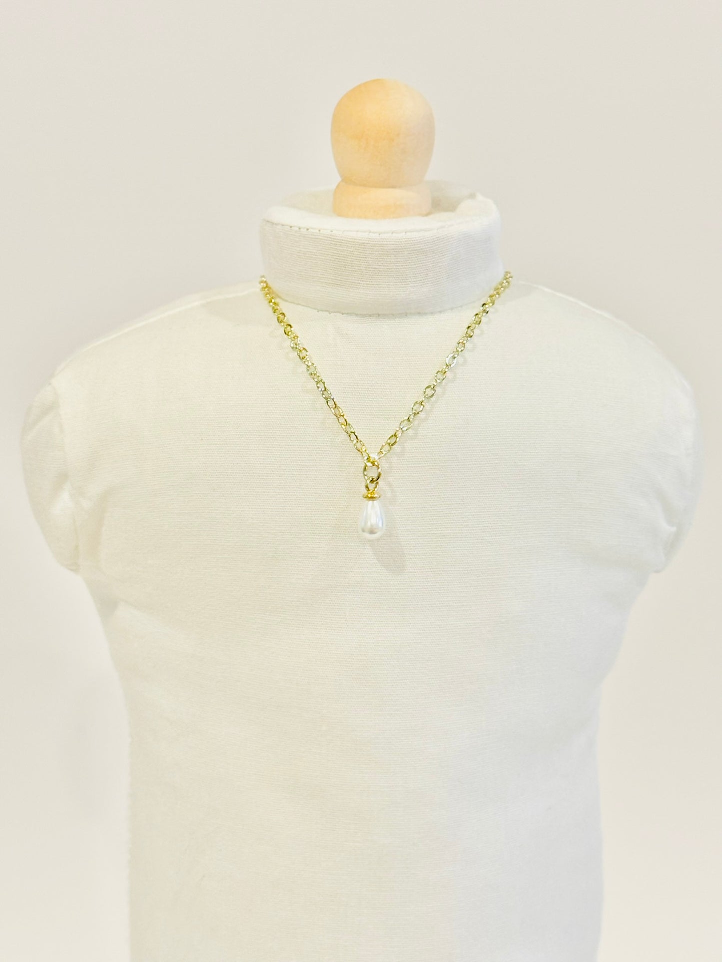 Single White Pearl Charm Necklace