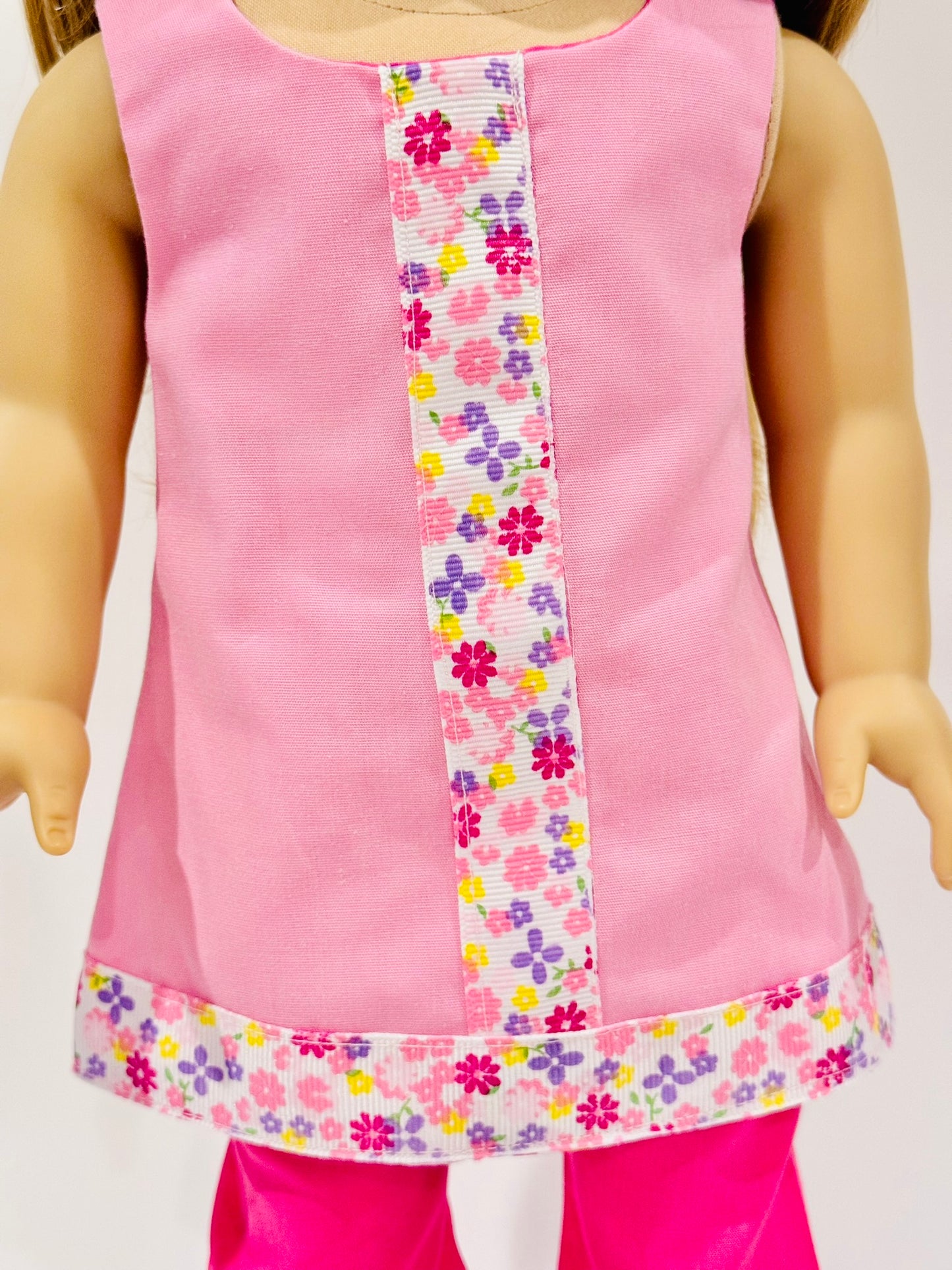 2-piece outfit made by Kathleen Saviak: pink floral shift and slacks
