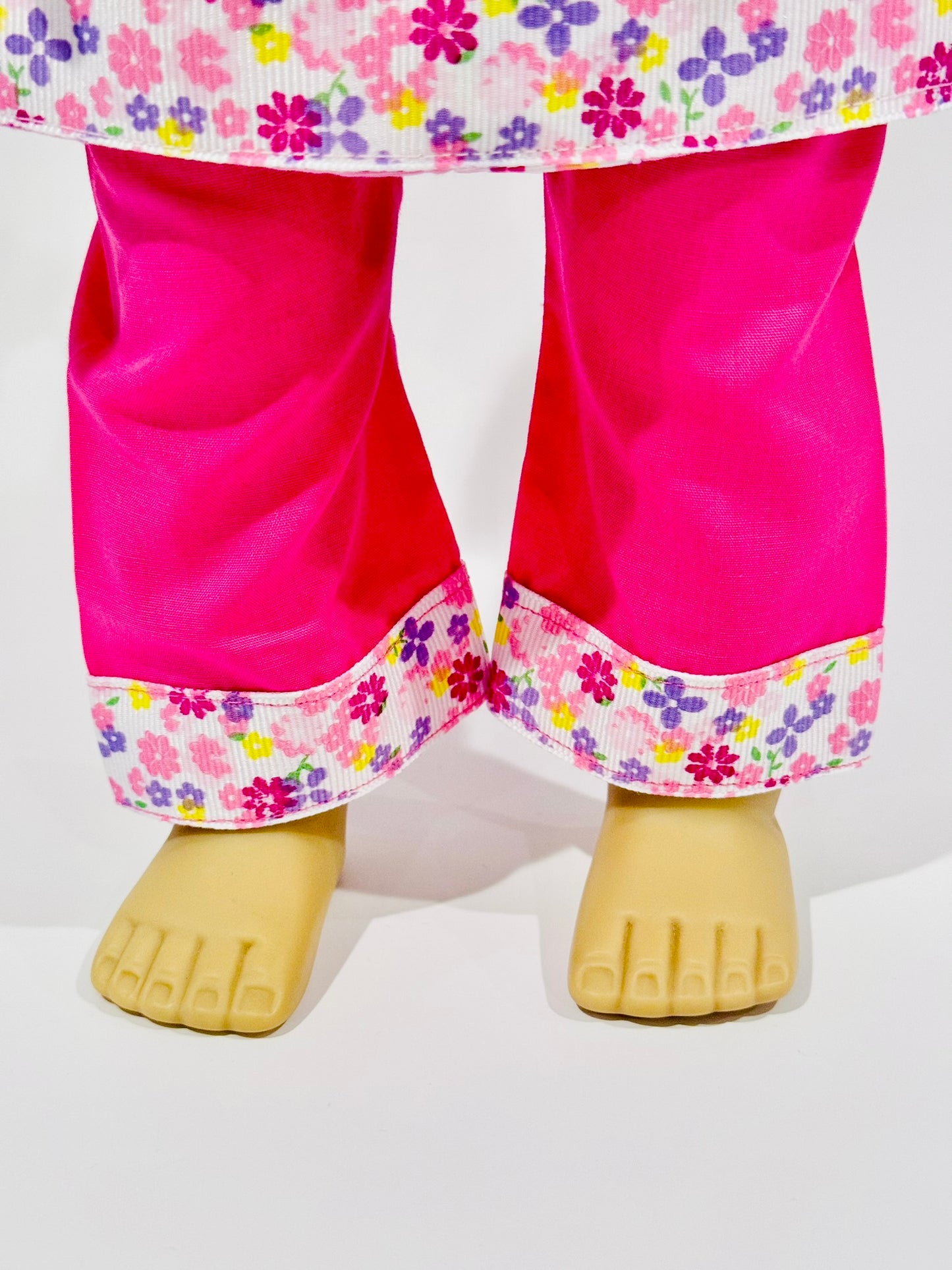 2-piece outfit made by Kathleen Saviak: pink floral shift and slacks