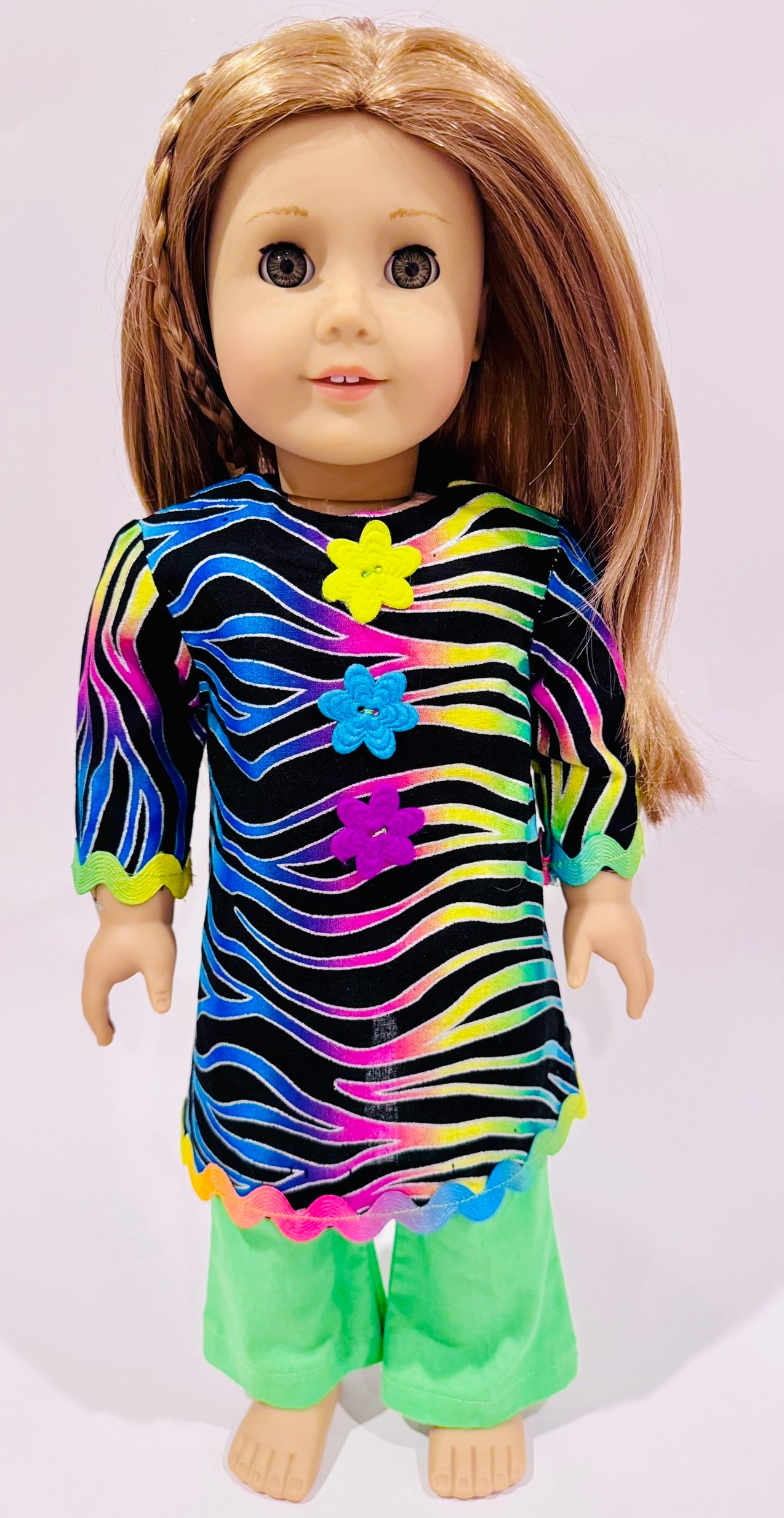 2-piece outfit made by Kathleen Saviak: "Rainbow Disco"
