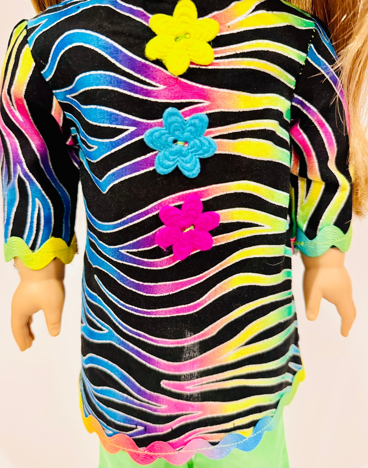 2-piece outfit made by Kathleen Saviak: "Rainbow Disco"