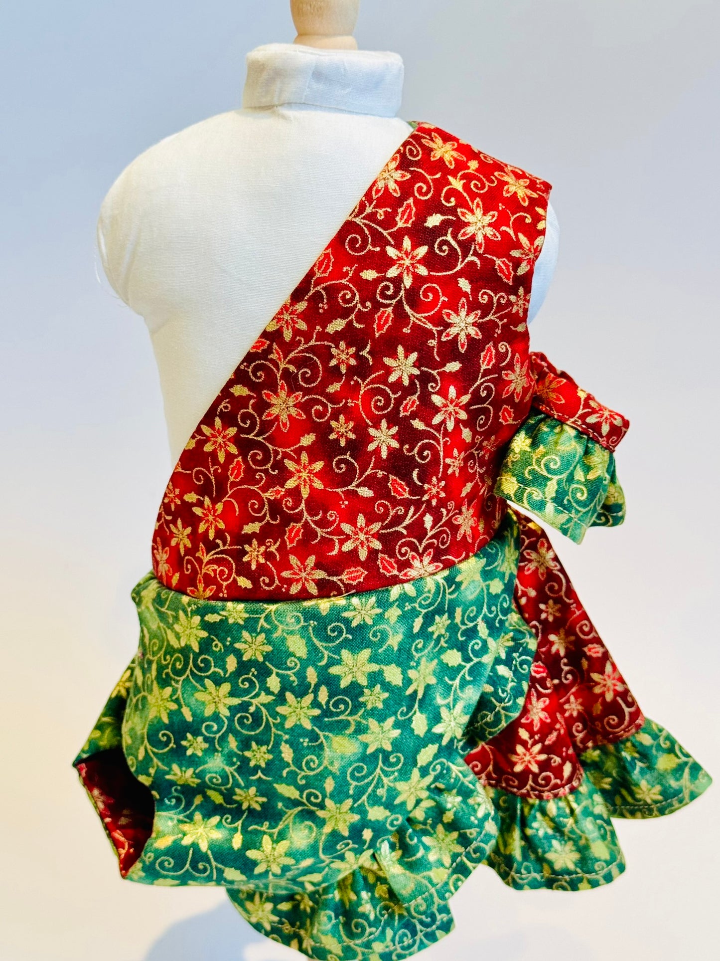 The Chrysomeda Dress - Holiday Red, Green, and Metallic Gold