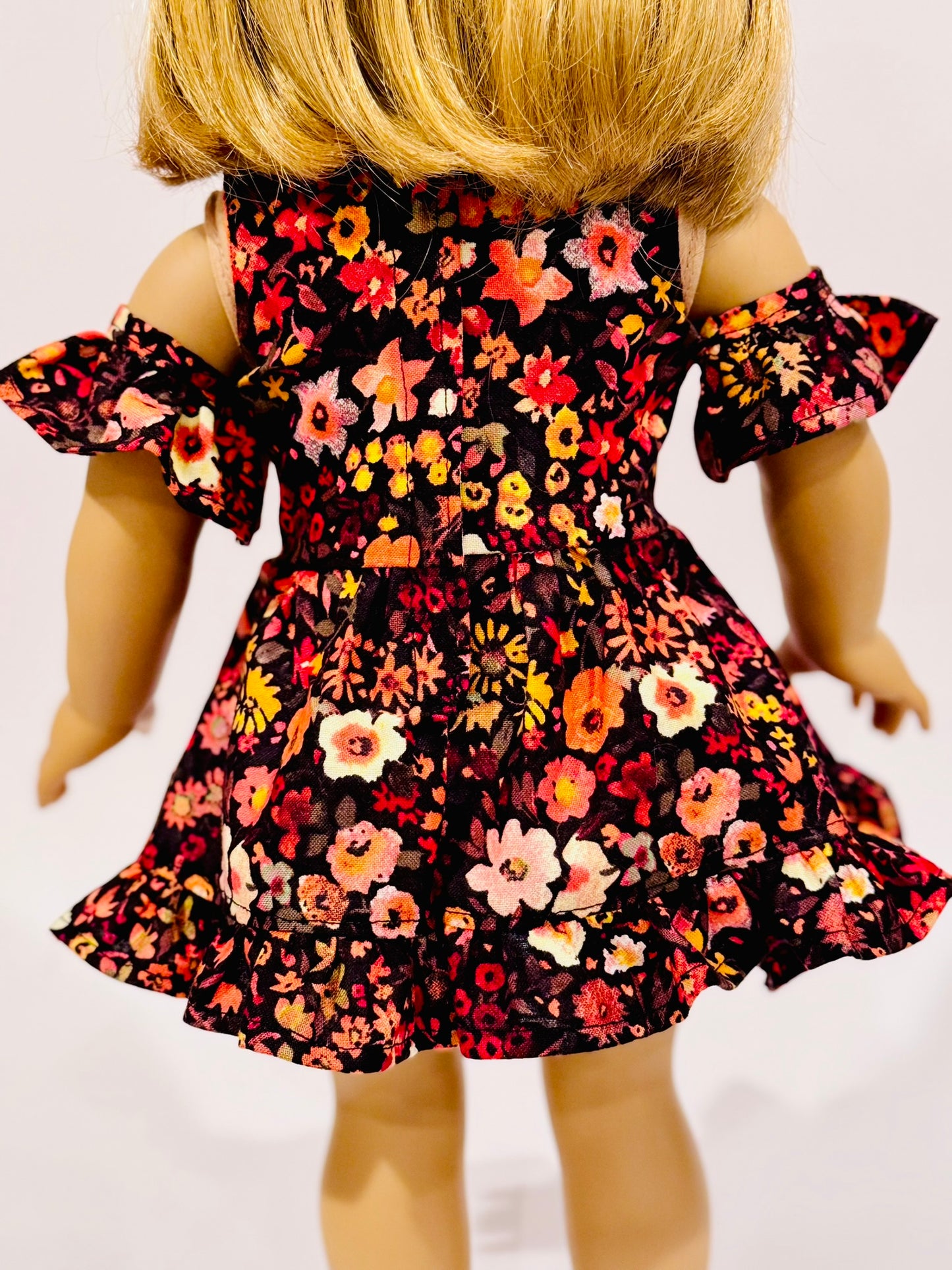The Chrysomeda Dress - Orange and Brown Floral