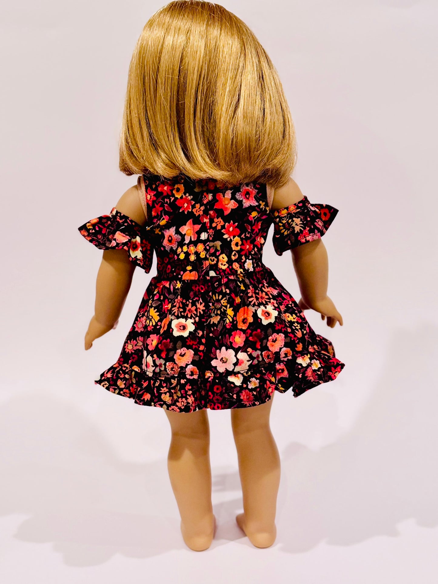 The Chrysomeda Dress - Orange and Brown Floral
