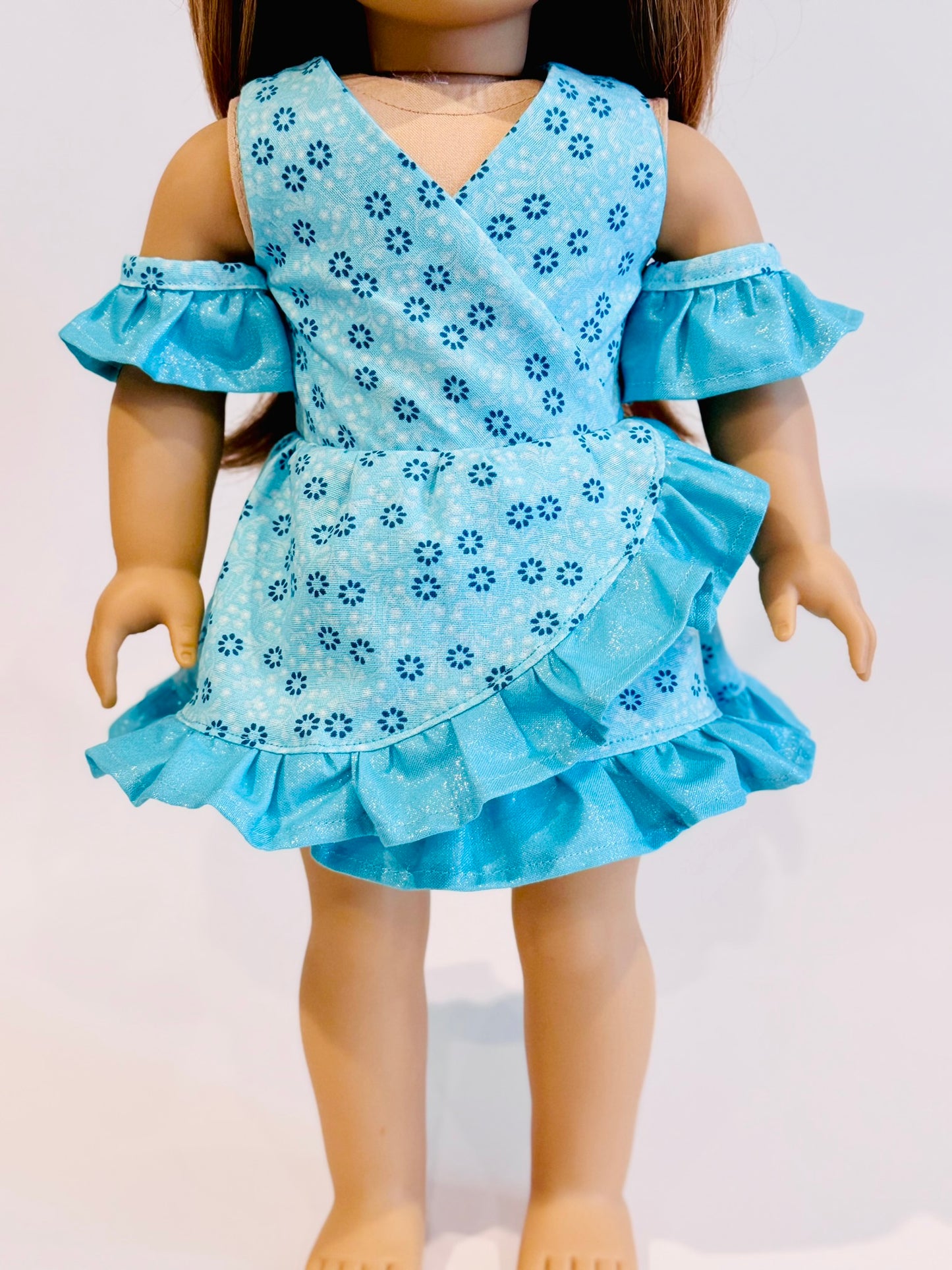 The Chrysomeda Dress - Aqua Floral Shimmer