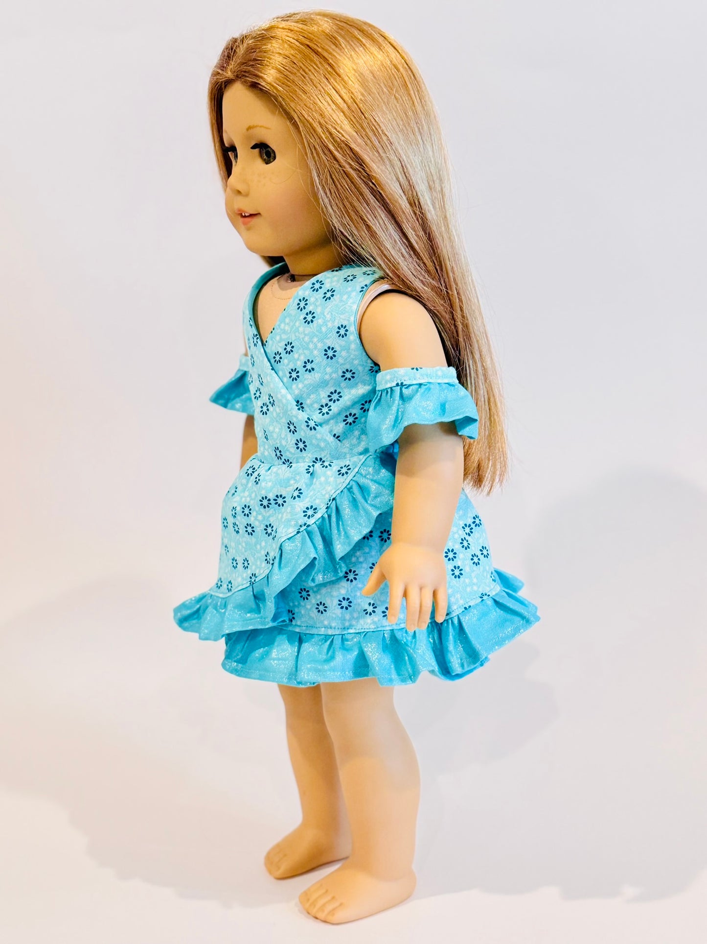 The Chrysomeda Dress - Aqua Floral Shimmer