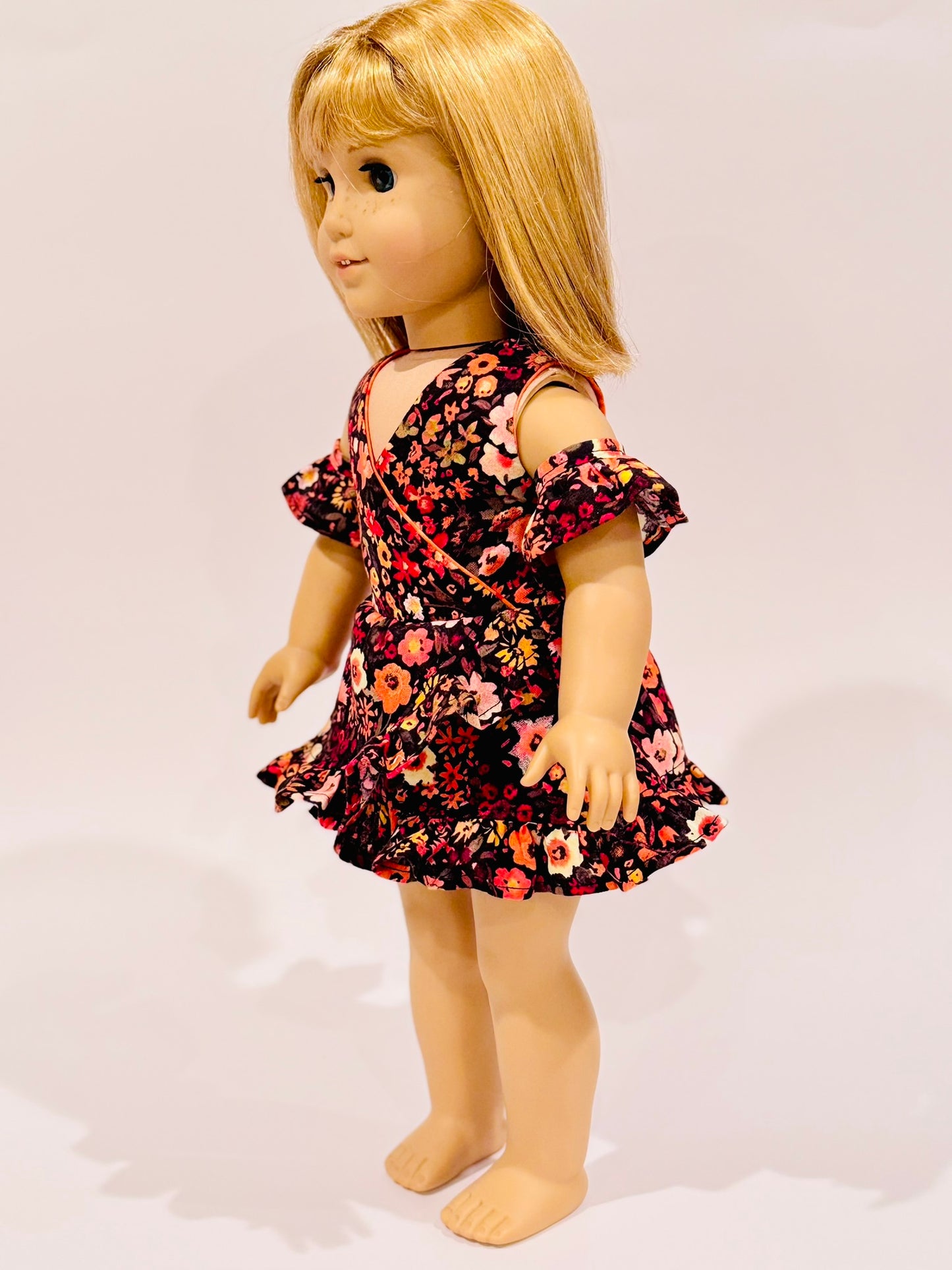 The Chrysomeda Dress - Orange and Brown Floral