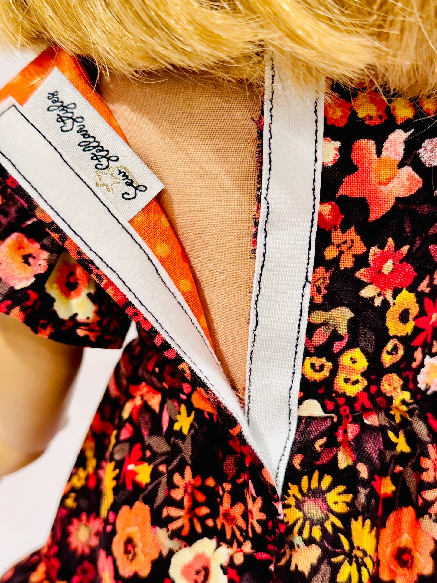 The Chrysomeda Dress - Orange and Brown Floral