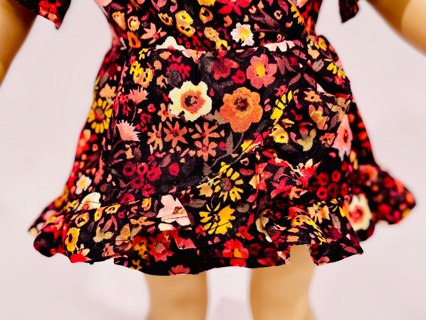 The Chrysomeda Dress - Orange and Brown Floral