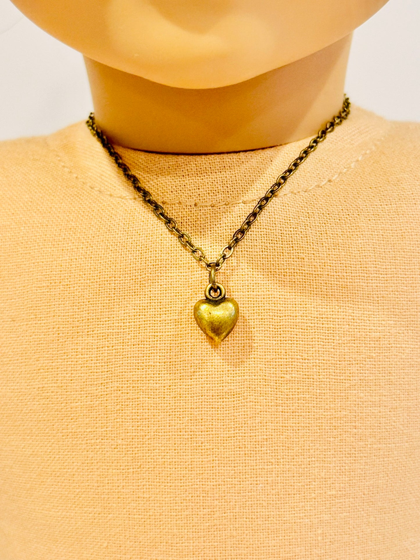 Doll Charm Necklace - Bronze Heart