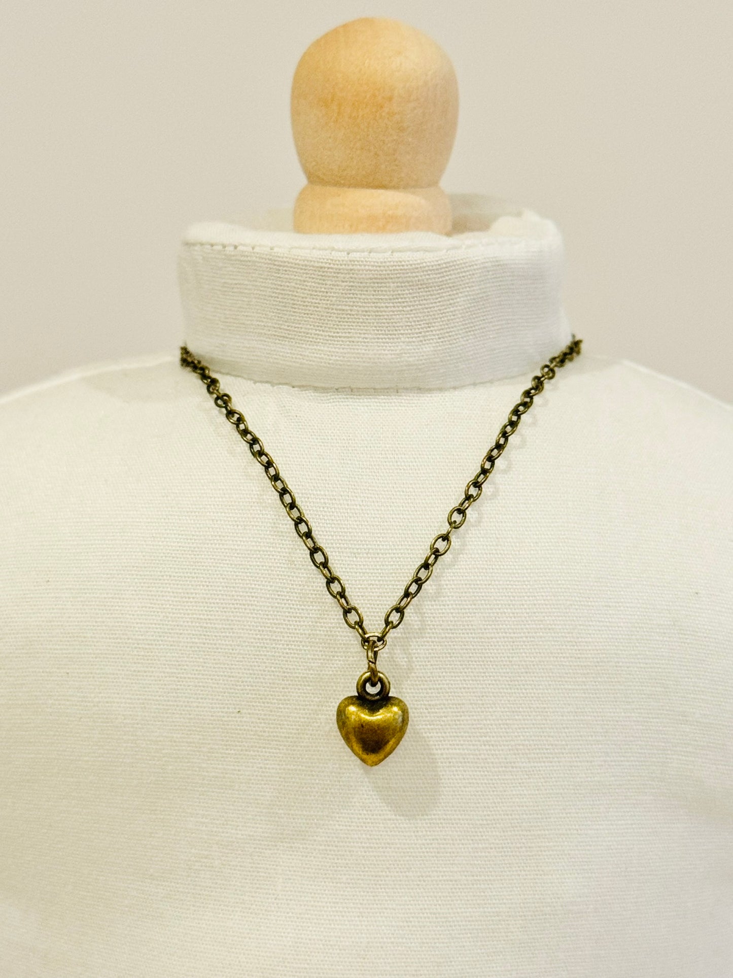 Doll Charm Necklace - Bronze Heart