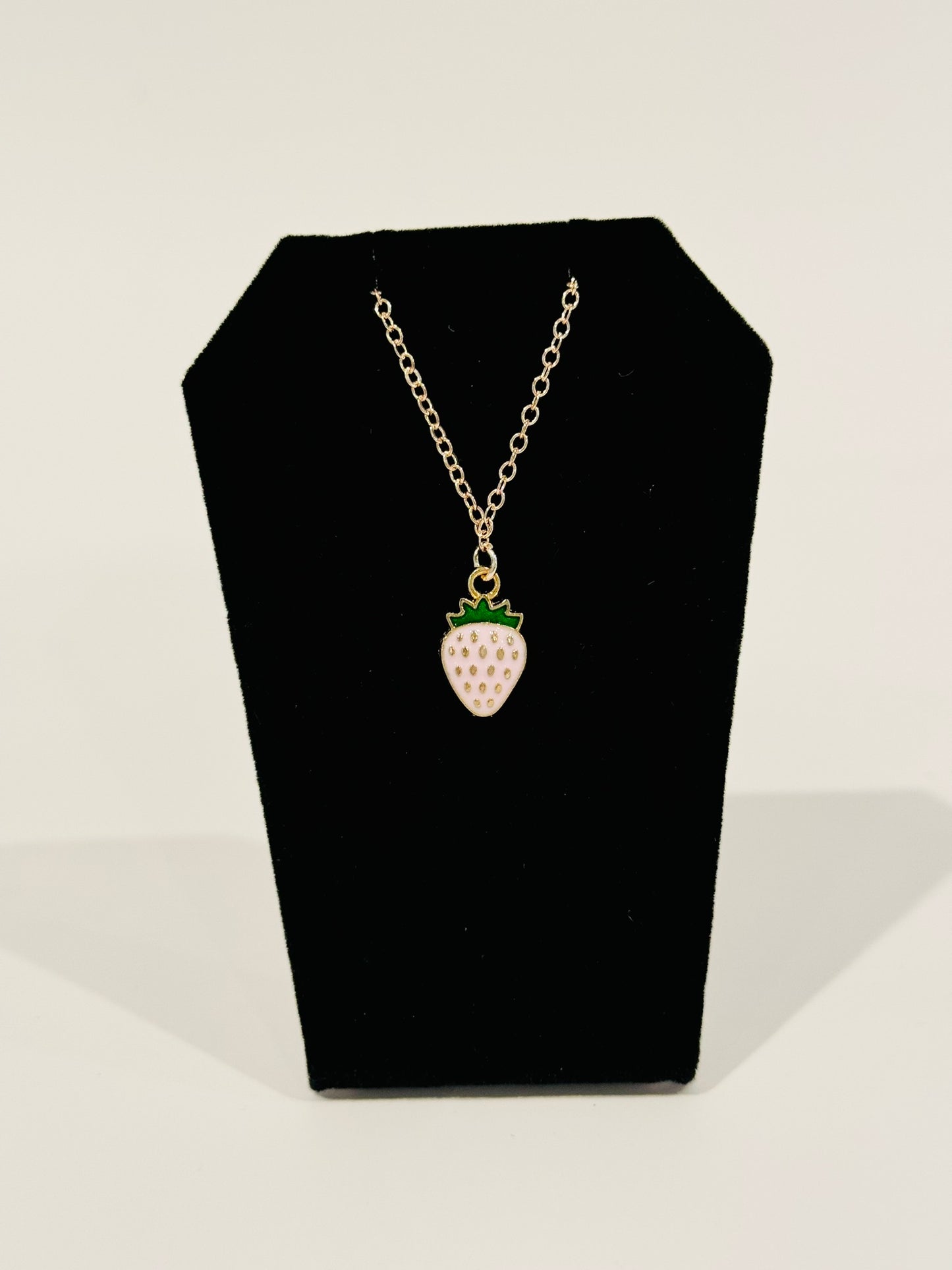 Rose Gold Strawberry Charm Necklace