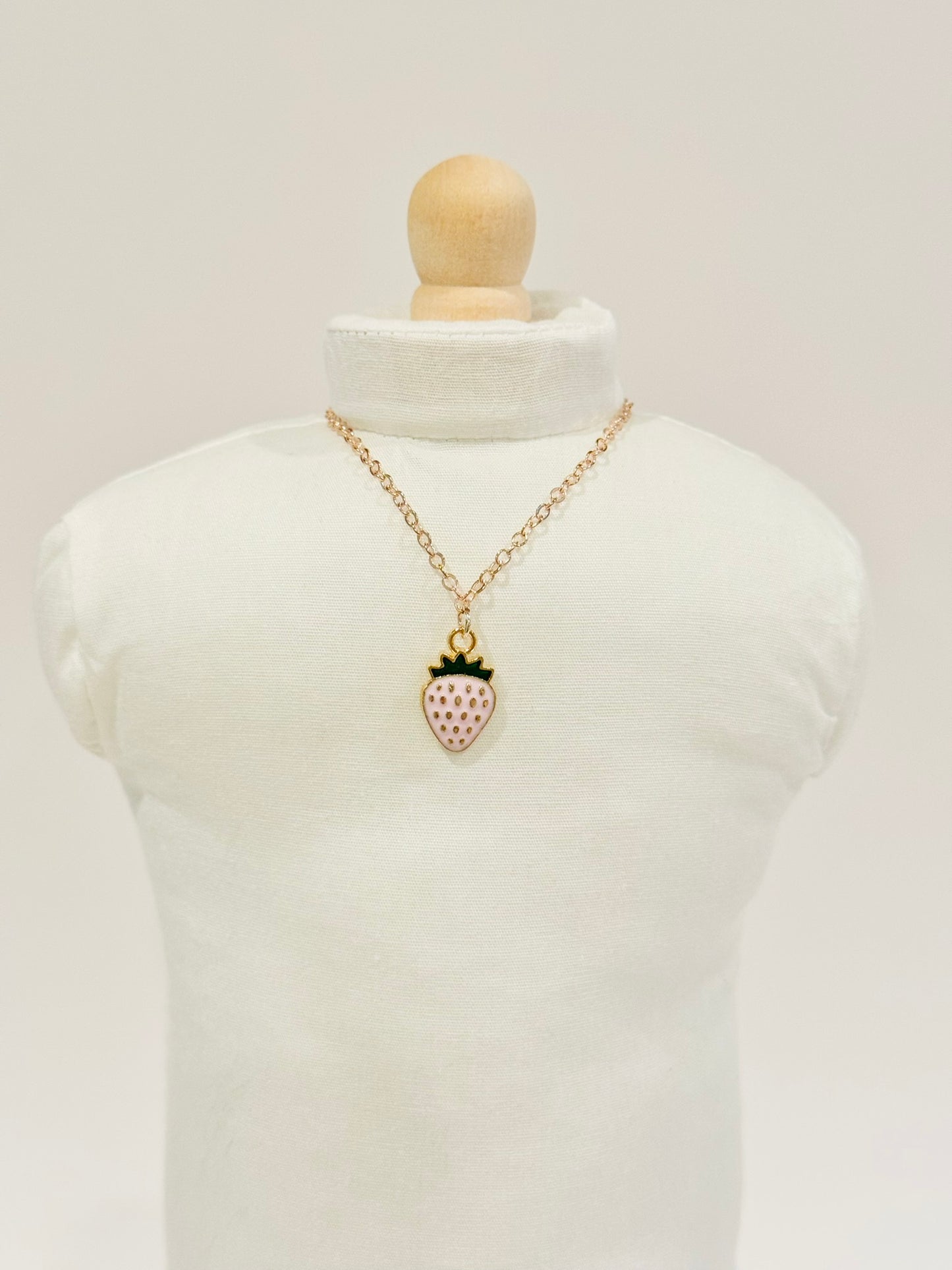 Rose Gold Strawberry Charm Necklace