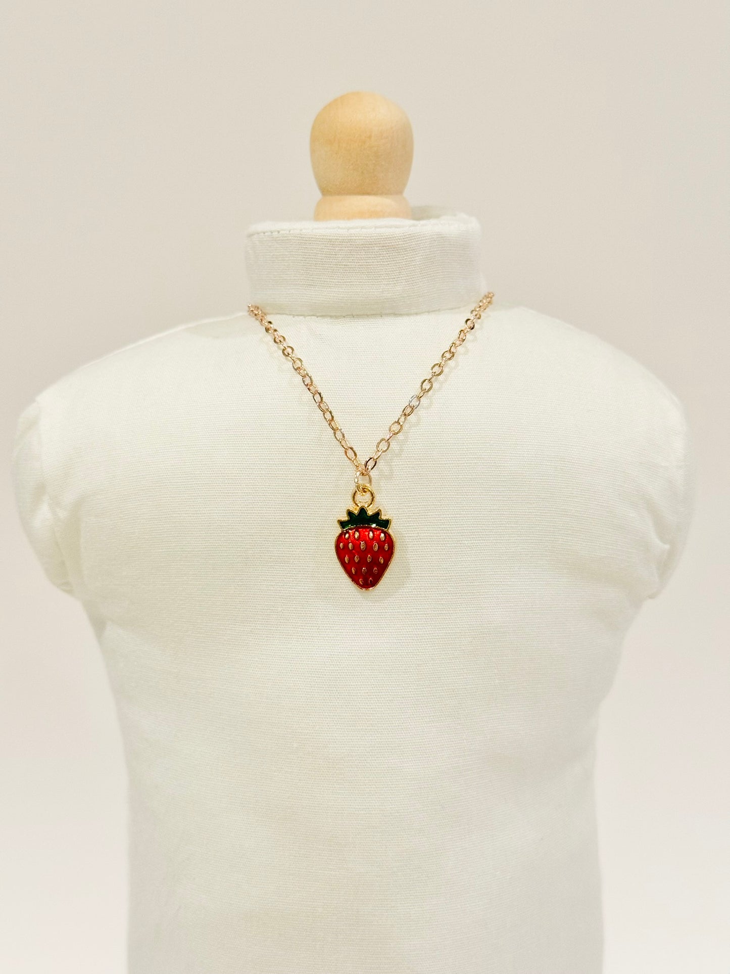Rose Gold Strawberry Charm Necklace