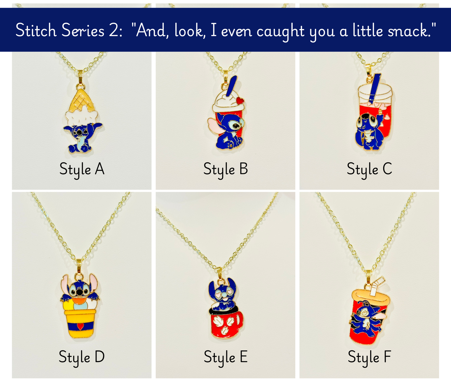 LIMITED EDITION Stitch Youth Charm Necklaces - Series 2: "And, look, I even caught you a little snack."