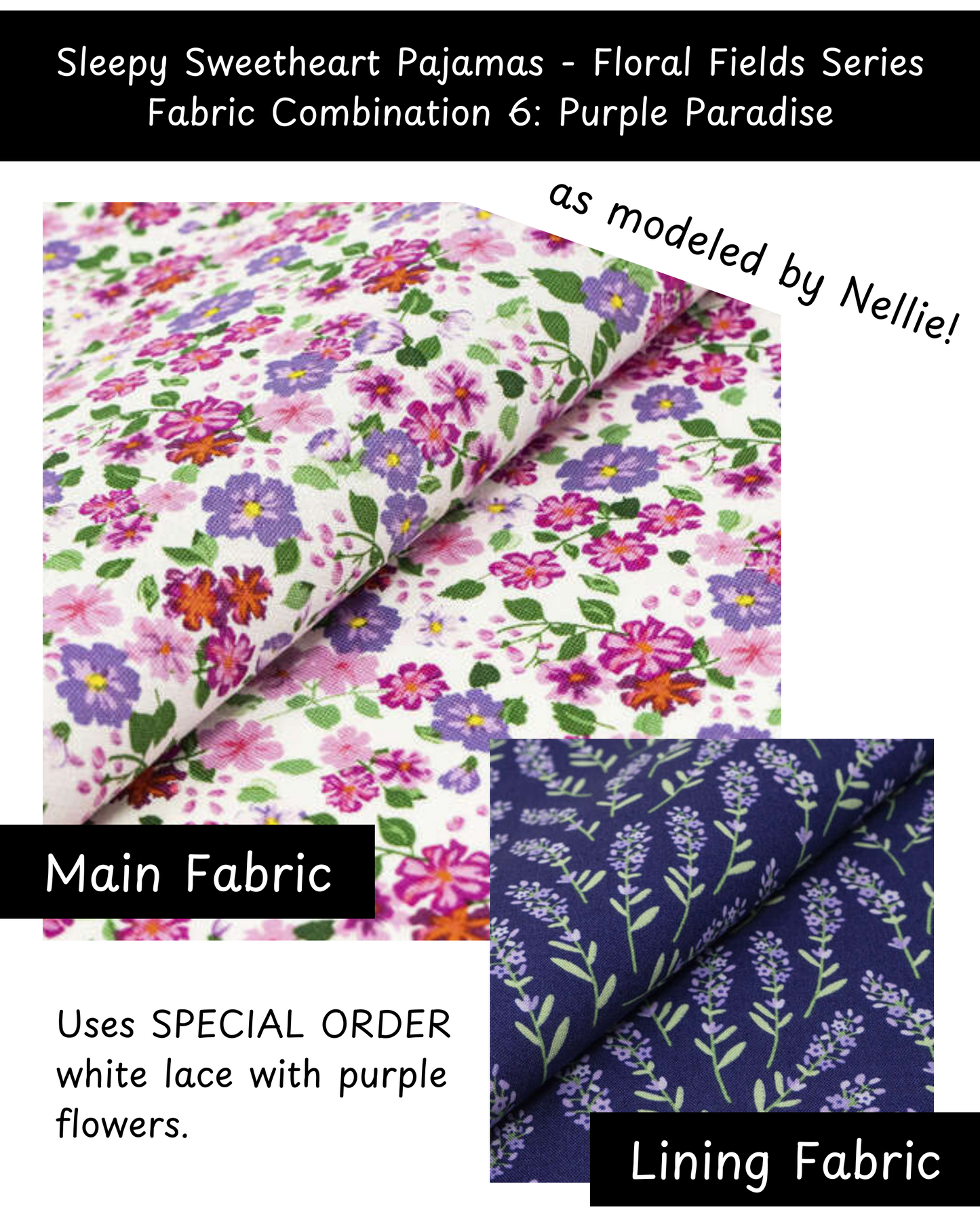Sleepy Sweetheart Pajamas 3-Piece Set - Floral Fields Series (Made to Order)
