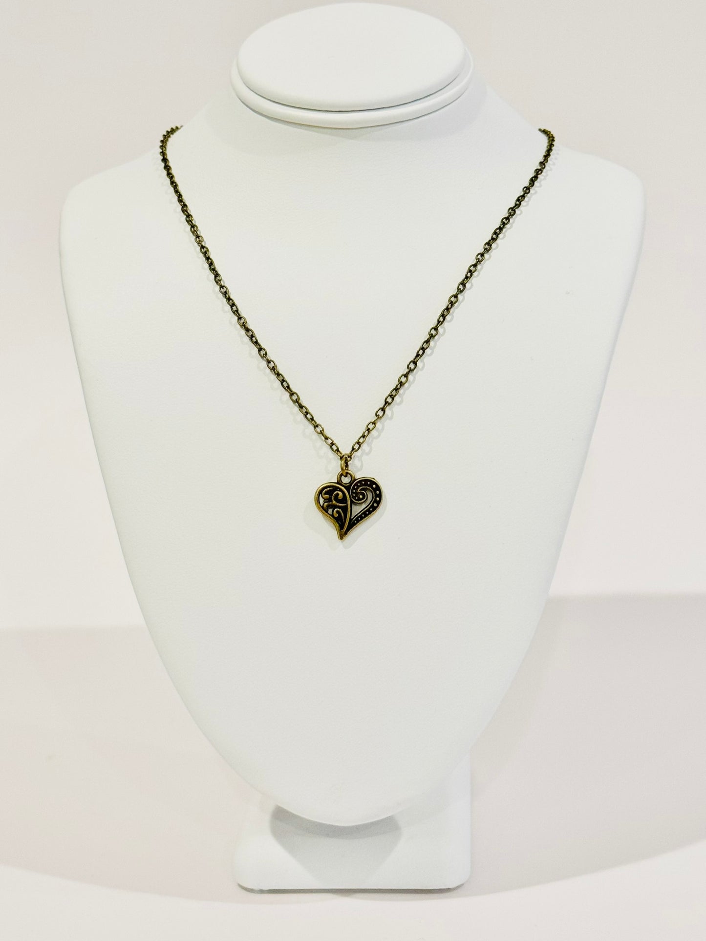 Bronze Swirl Heart Youth Charm Necklace