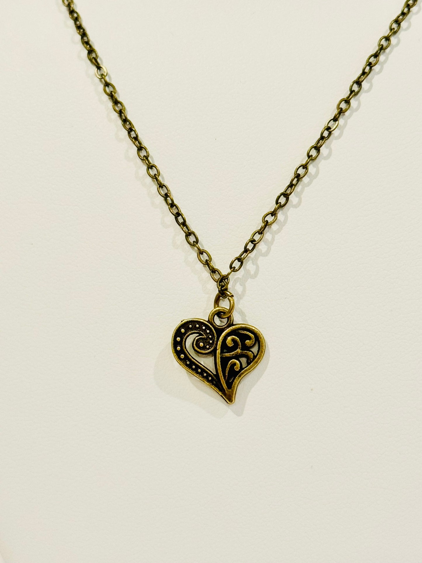 Bronze Swirl Heart Youth Charm Necklace