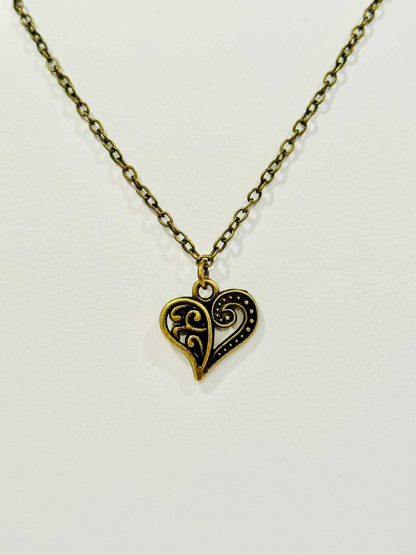 Bronze Swirl Heart Youth Charm Necklace