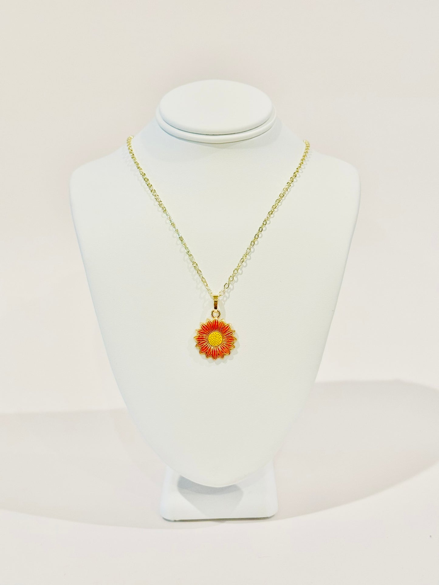 Enamel Sunflower Youth Charm Necklace