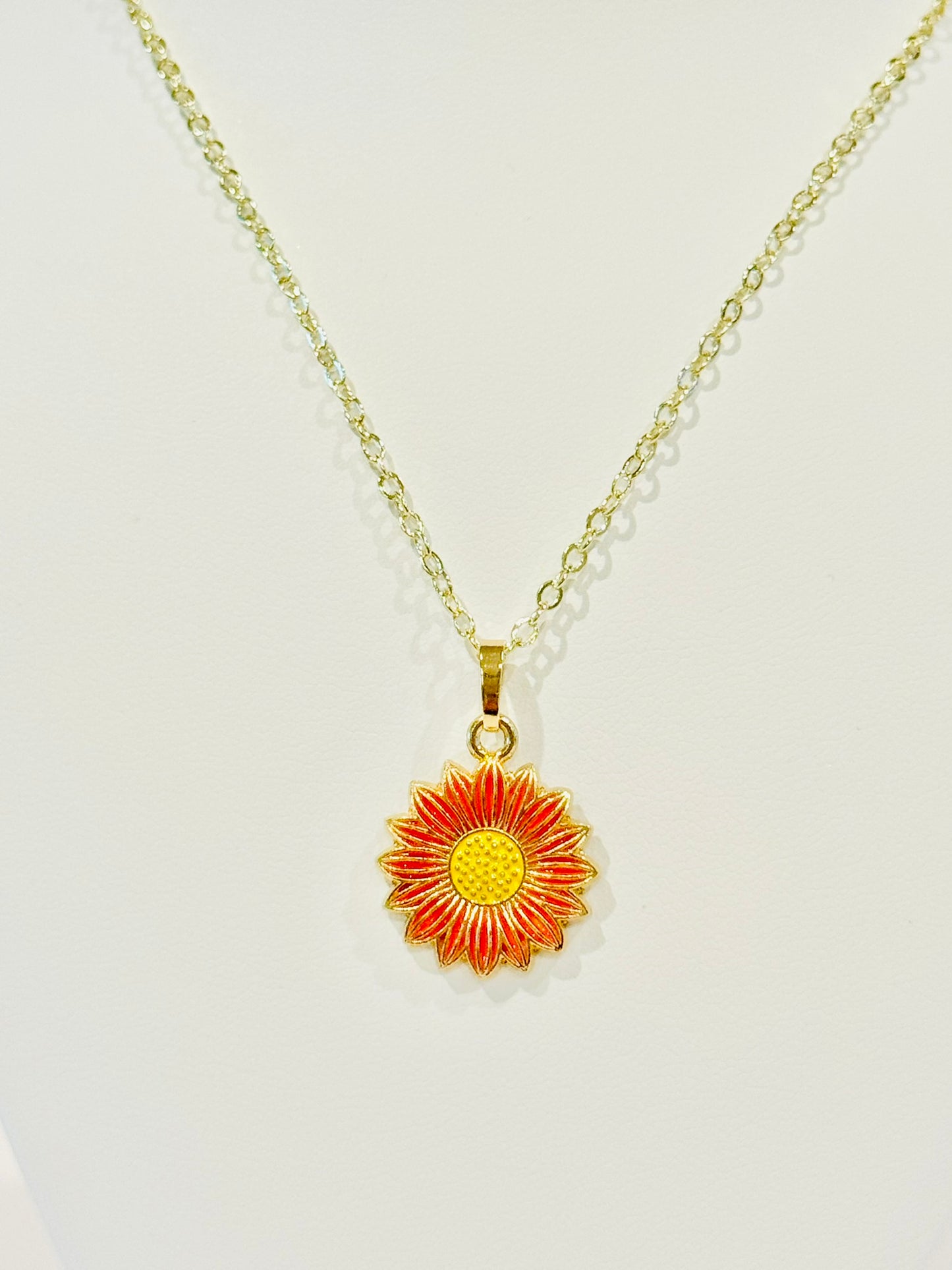 Enamel Sunflower Youth Charm Necklace