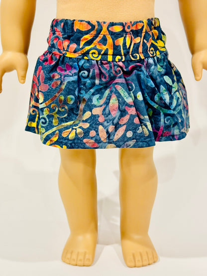 The Milky Wavy Skirt - Navy Rainbow Batik
