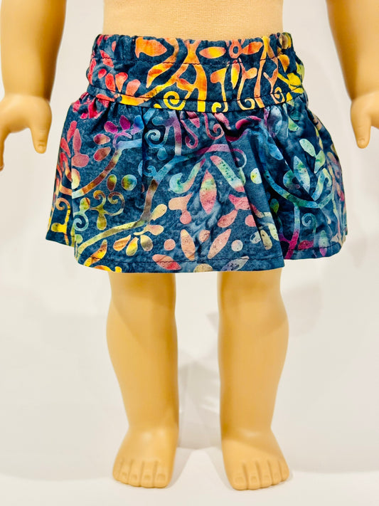 The Milky Wavy Skirt - Navy Rainbow Batik