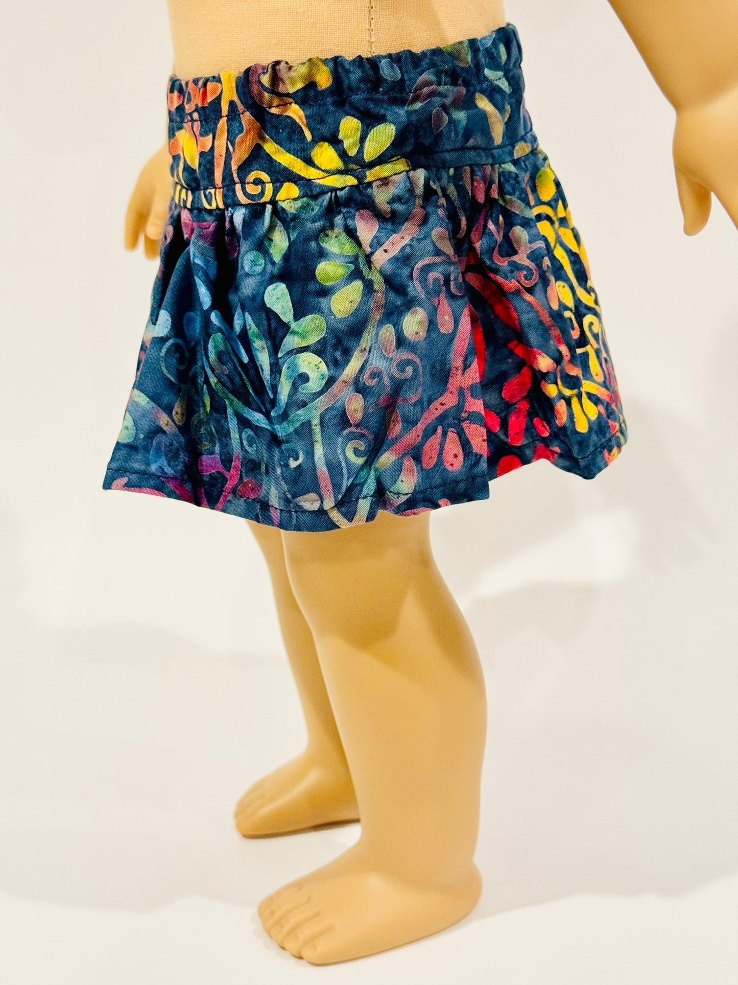 The Milky Wavy Skirt - Navy Rainbow Batik