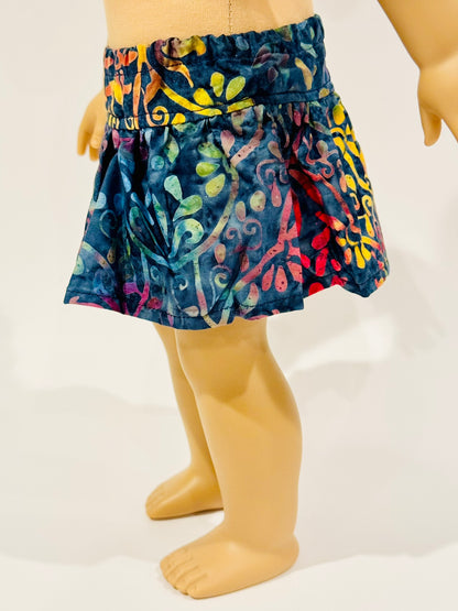 The Milky Wavy Skirt - Navy Rainbow Batik