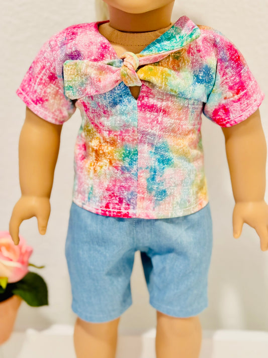 The Trixie Top - Rainbow Watercolor