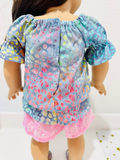 The Europa Top: Rippling Rainbow Batik
