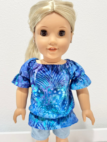 The Europa Top: Caribbean Blue Batik