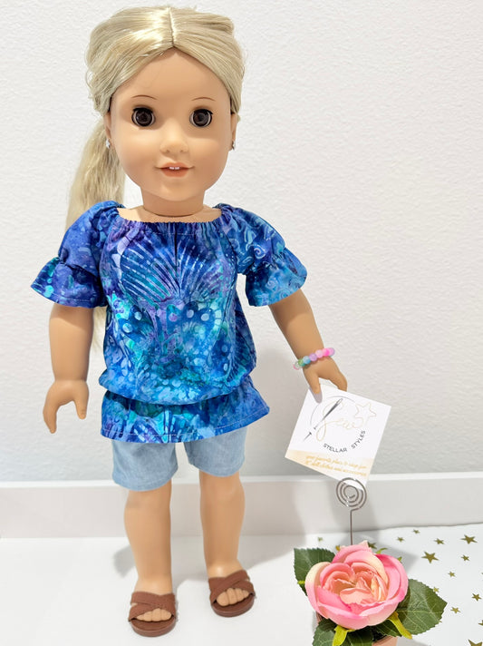 The Europa Top: Caribbean Blue Batik