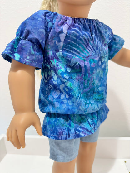 The Europa Top: Caribbean Blue Batik