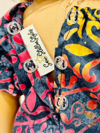 The Europa Top: Navy Rainbow Batik
