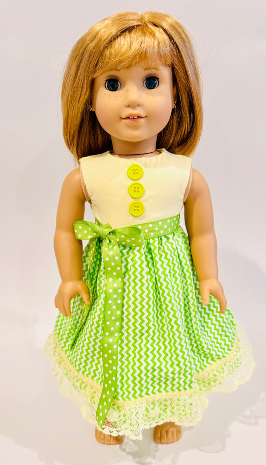 Dress made by Kathleen Saviak: yellow and green
