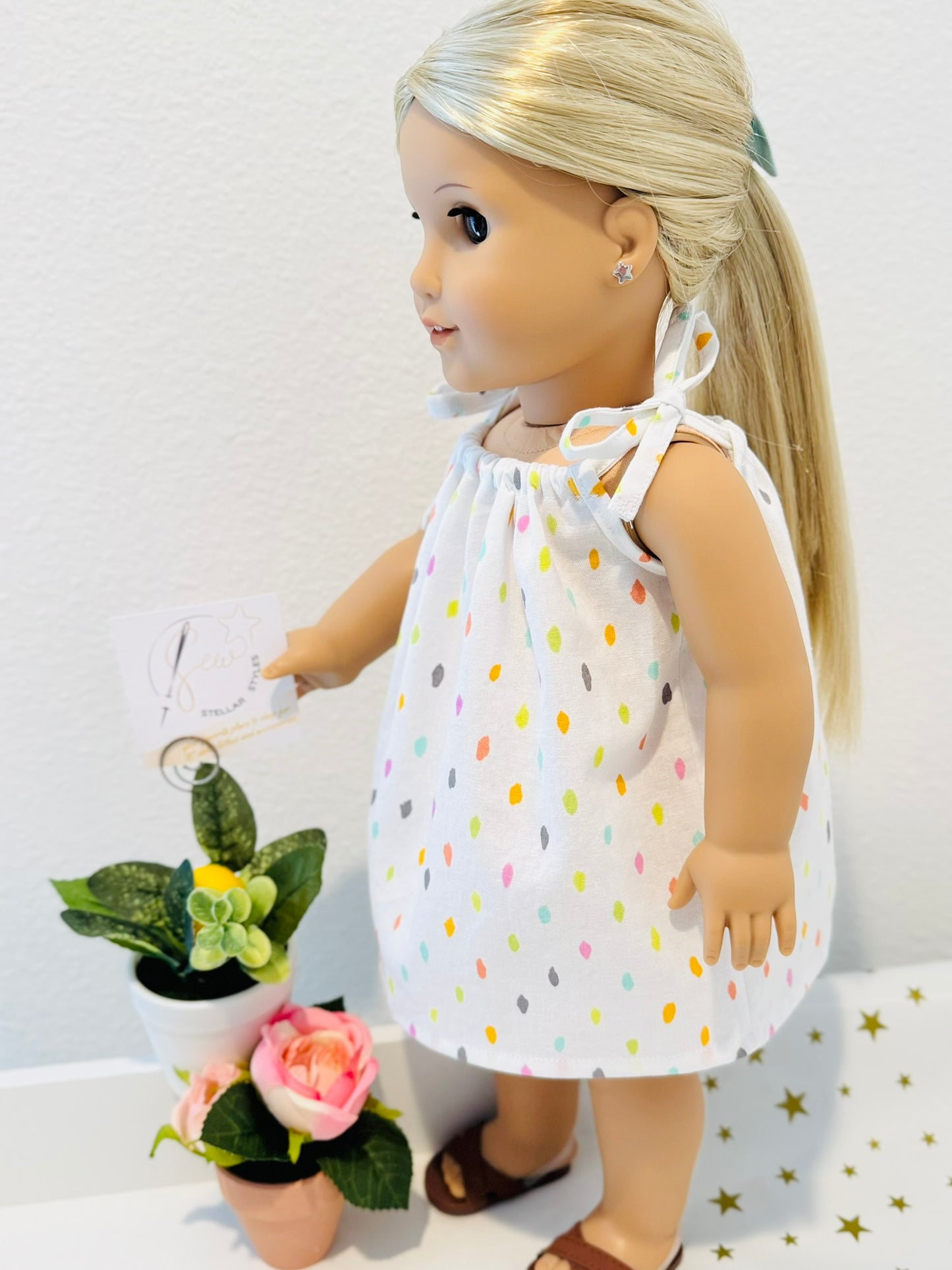 The Tie & Twirl Dress: Neon Pastel Polkadot