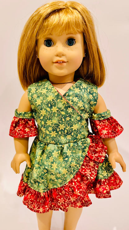 The Chrysomeda Dress - Holiday Green, Red, and Metallic Gold