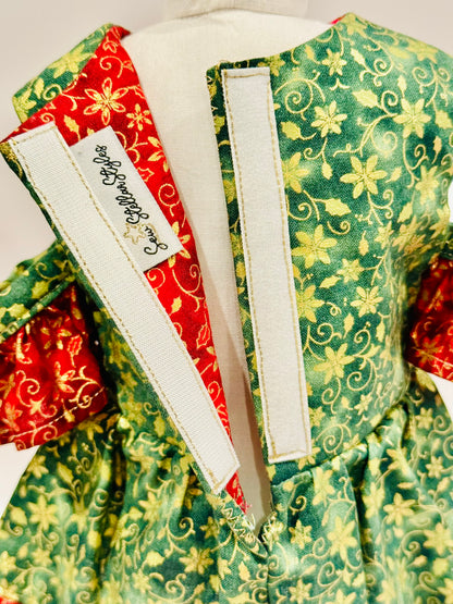 The Chrysomeda Dress - Holiday Green, Red, and Metallic Gold