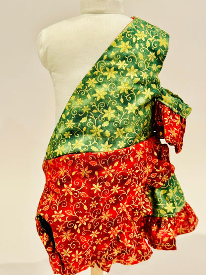 The Chrysomeda Dress - Holiday Green, Red, and Metallic Gold
