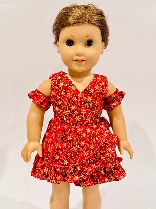 The Chrysomeda Dress - Holiday Red and Metallic Gold