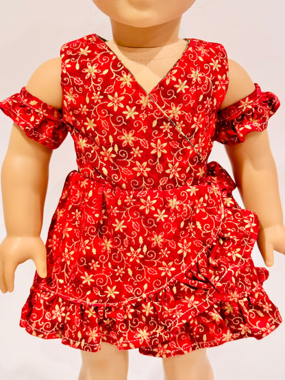 The Chrysomeda Dress - Holiday Red and Metallic Gold