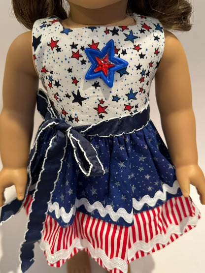 Dress made by Kathleen Saviak: USA stars and stripes double-layered skirt