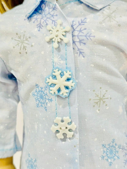 Heartwarming Pajamas - Blue and white snowflake