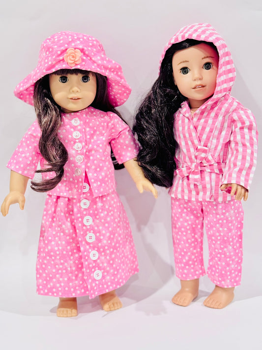 Pink polkadot set made by Kathleen Saviak